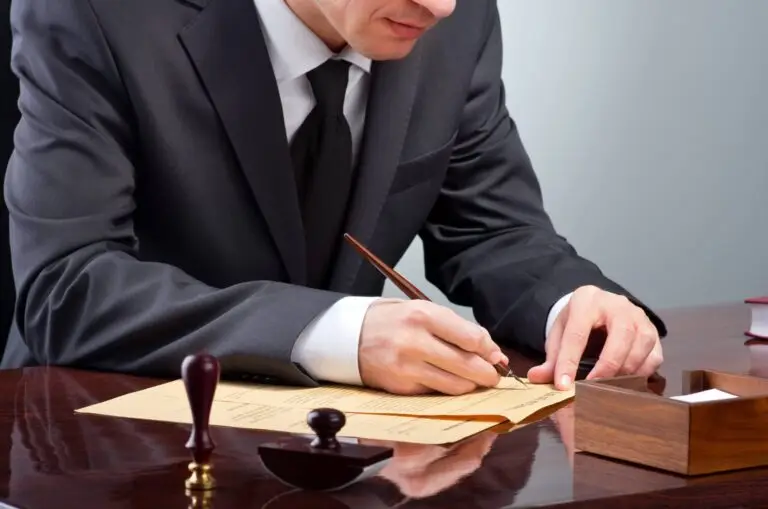 Businessman notarize testament at notary public office